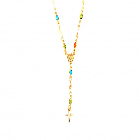Multicolour Rosary Necklace in Gold