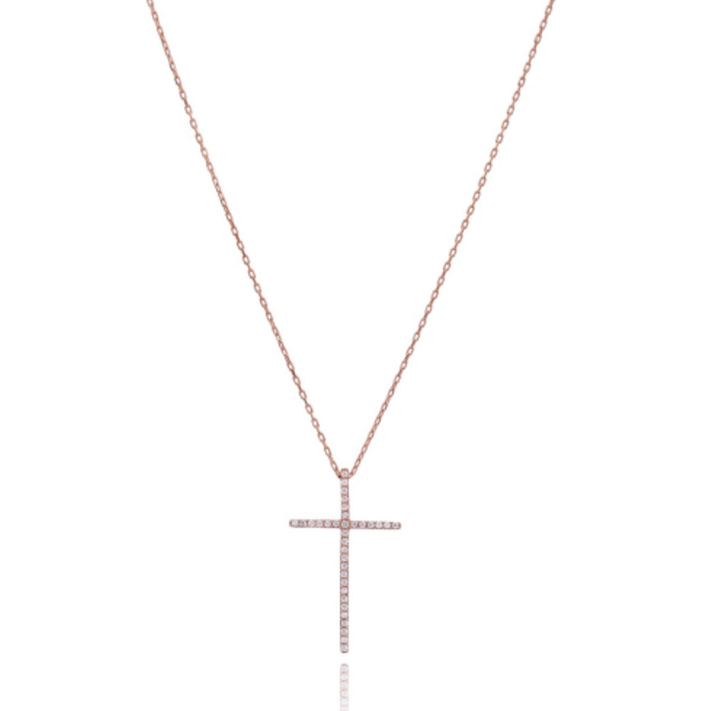 Mattina Cross Necklace in Rose Gold