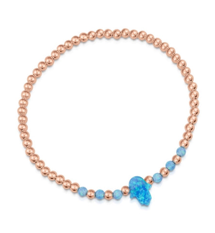 Hamsa Opalite Star Beaded Bracelet in Rose Gold