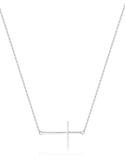 Side Plain Cross Necklace in Sterling Silver