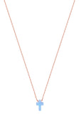 Mini Opalite Cross Necklace in Rose Gold