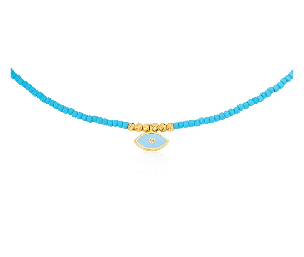 Santorini Beaded Necklace with Turquoise Beads