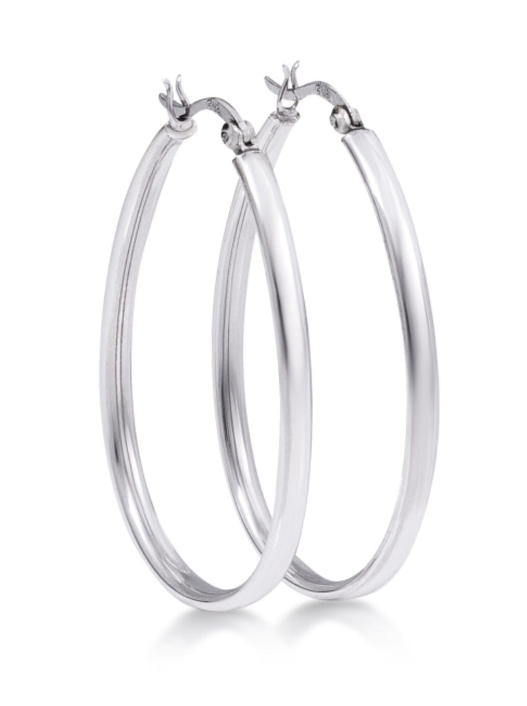 Oval Hoop Earrings in Sterling Silver