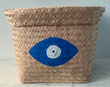 Seagrass Basket with Royal Blue Evil Eye