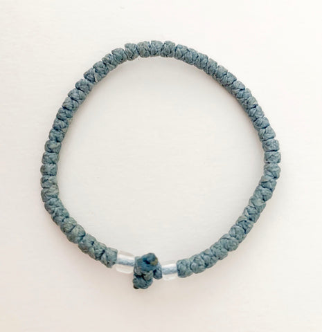 Pale Grey/Blue Komboskini with Clear Beads