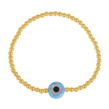 Round Opalite Eye Beaded Bracelet in Sterling Silver