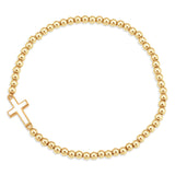 Faith White Cross Beaded Bracelet in Gold