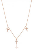 Trio Cross Necklace in Rose Gold