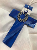 Royal Blue Marbled Cross with Wreath and Mati