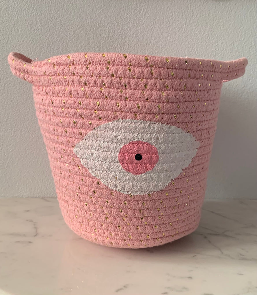 Pink Basket with Pale Pink Evil Eye