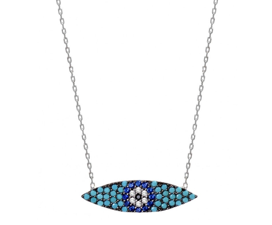 Kefalonia Evil Eye Necklace in Sterling Silver