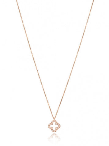Open Clover White Diamond Necklace in Gold