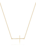 Side Plain Cross Necklace in Rose Gold