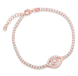 Athena Eye White Enamel Bracelet in Rose Gold