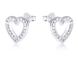 Open Heart Stud Earrings in Sterling Silver