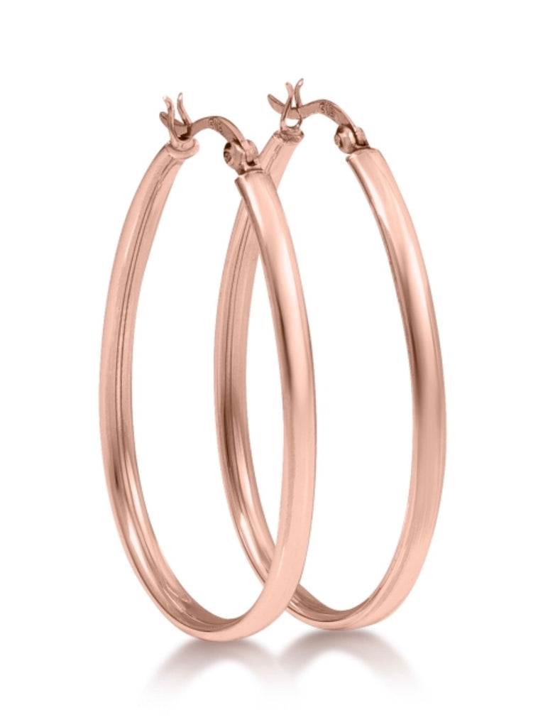 Oval Hoop Earrings in Rose Gold