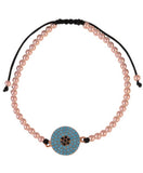 Eye Beaded Cord Bracelet in Rose Gold