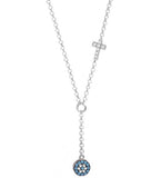 Nano Evil Eye Drop Necklace with Cross in Rose Gold