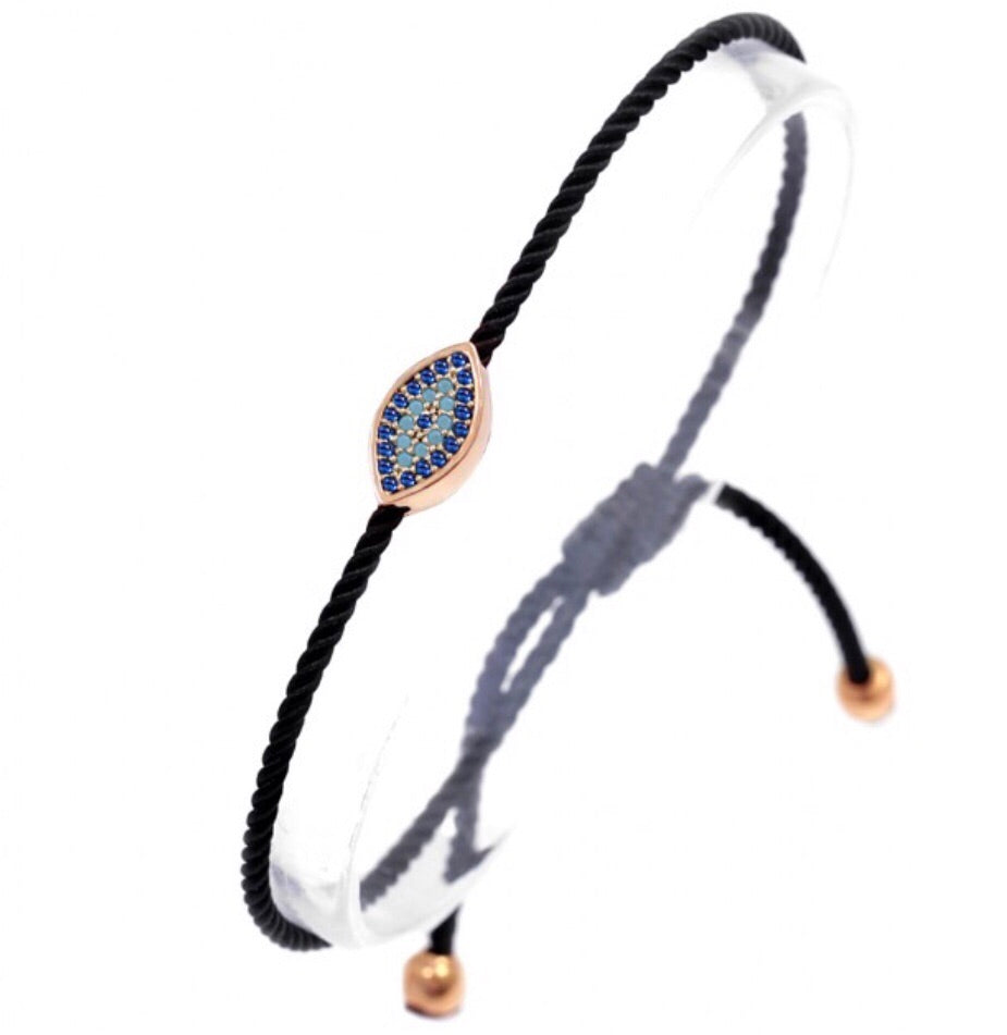 Evil Eye Cord Bracelet with Nano Stones