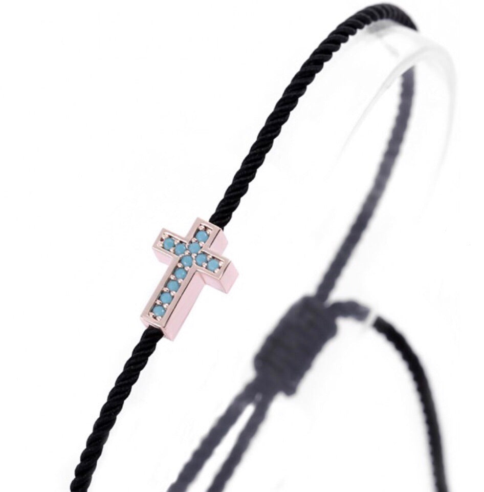 Cross Cord Bracelet with Nano Stones
