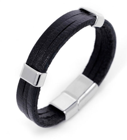 Black Leather Men’s Bracelet