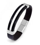 While and Black Leather Men’s Bracelet