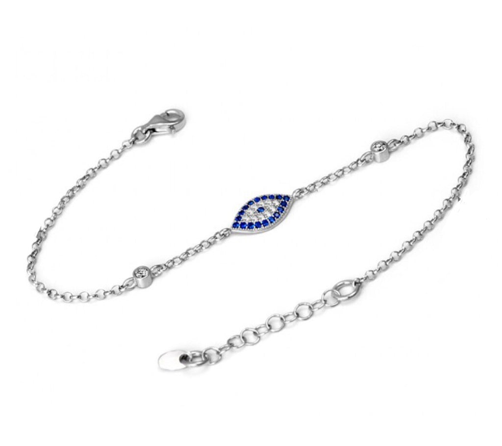 Slant Evil Eye Bracelet in Sterling Silver