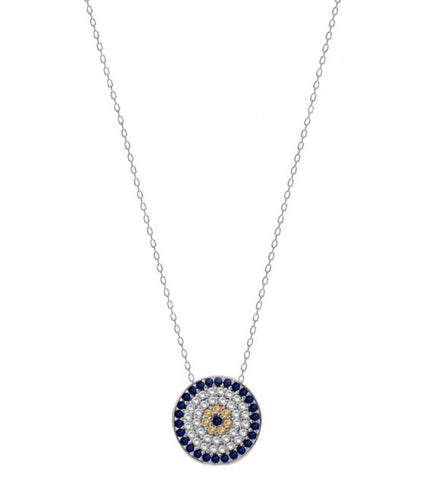 Goddess Evil Eye Necklace in Sterling Silver