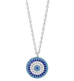 Greek Blue Evil Eye Necklace in Sterling Silver