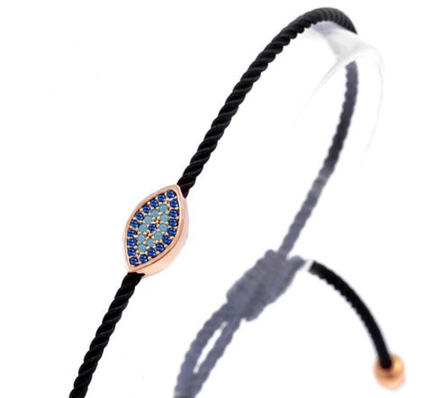 Evil Eye Cord Bracelet with Nano Stones
