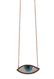 New Age Slant Eye Necklace in Rose Gold