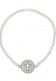 Circle Cut Out Cross Beaded Bracelet in Rose Gold