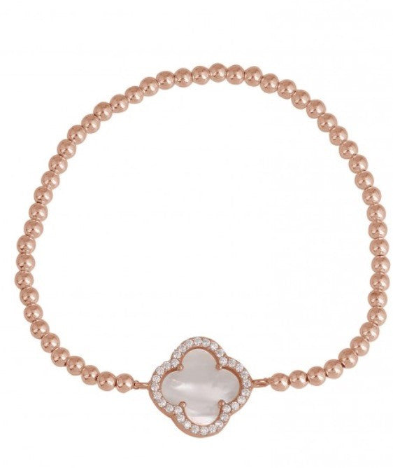 Summer Diamond Beaded Bracelet in Mother Of Pearl and Rose Gold